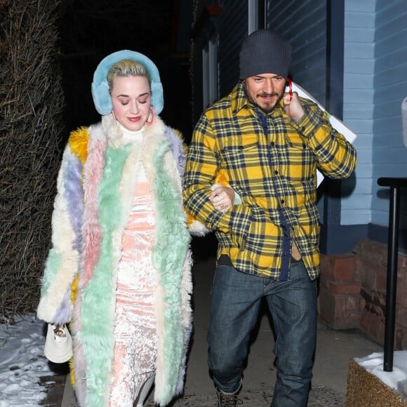 Exclusif - Katy Perry et Orlando Bloom arrivent au restaurant Matsuhisa dans la station de Aspen le 2 janvier 2019.