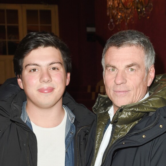 Bruno Gaccio et son fils Enzo à la générale du woman show "Vive Demain !" de Michèle Bernier au théâtre des Variétés à Paris le 28 janvier 2019. © Coadic Guirec/Bestimage