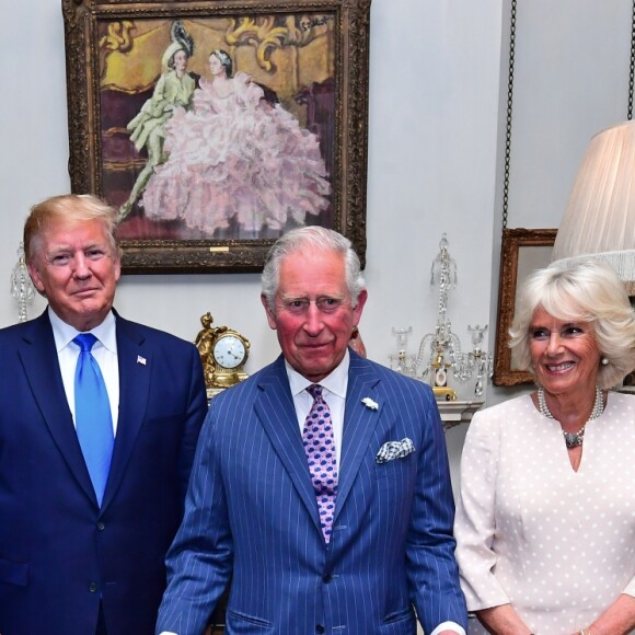 Donald Trump et sa femme Melania ont été reçus à Clarence House pour le thé par le prince Charles et Camilla Parker Bowles, duchesse de Cornouailles, à Londres le 3 juin 2019