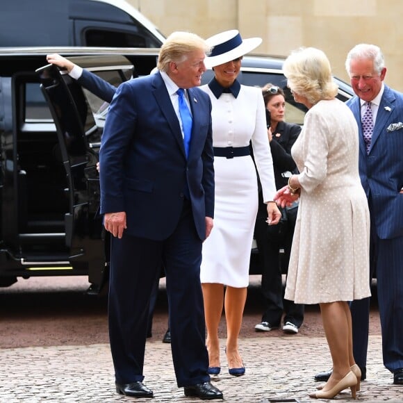 Donald Trump et sa femme Melania ont été reçus à Clarence House pour le thé par le prince Charles et Camilla Parker Bowles, duchesse de Cornouailles, à Londres le 3 juin 2019