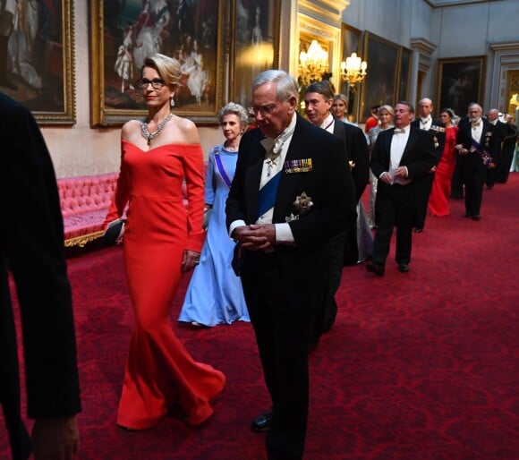 Emma Walmsley et le duc de Gloucester au palais de Buckingham le 3 juin 2019 pour le dîner de gala donné par la reine Elizabeth II en l'honneur de la visite officielle du président américain Donald Trump et son épouse Melania.