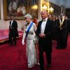 La princesse Alexandra et Lord William Hague au palais de Buckingham le 3 juin 2019 pour le dîner de gala donné par la reine Elizabeth II en l'honneur de la visite officielle du président américain Donald Trump et son épouse Melania.
