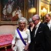 Camilla Parker Bowles, duchesse de Cornouailles, et Robert Wood Johnson, ambassadeur des Etats-Unis en Grande-Bretagne, au palais de Buckingham le 3 juin 2019 pour le dîner de gala donné par la reine Elizabeth II en l'honneur de la visite officielle du président américain Donald Trump et son épouse Melania.