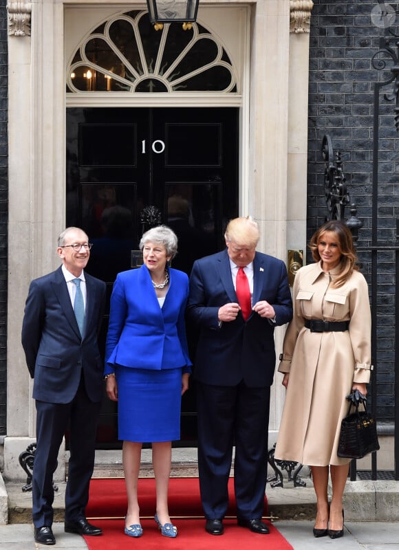 Donald Trump et sa femme Melania, Theresa May et son mari Philip - Le président des Etats-Unis et sa femme ont été reçus par la première ministre britannique et son mari au 10 Downing Street à Londres. Le 4 juin 2019