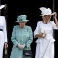 Melania Trump, la reine Elisabeth II d'Angleterre, Camilla Parker Bowles, duchesse de Cornouailles - Le président des Etats-Unis et sa femme accueillis au palais de Buckingham à Londres. Le 3 juin 2019