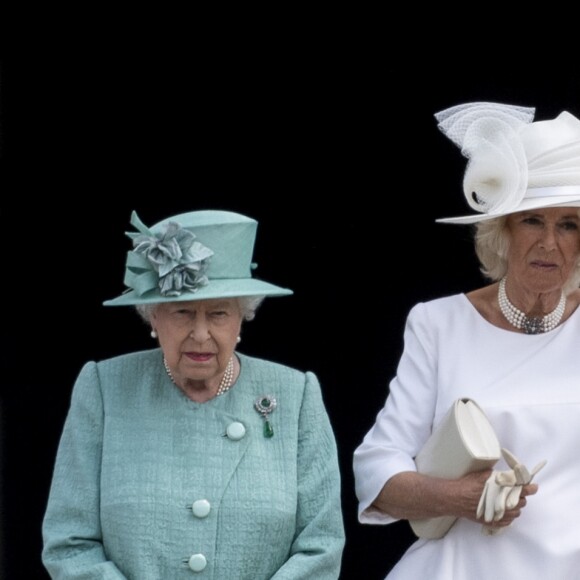 Melania Trump, la reine Elisabeth II d'Angleterre, Camilla Parker Bowles, duchesse de Cornouailles - Le président des Etats-Unis et sa femme accueillis au palais de Buckingham à Londres. Le 3 juin 2019