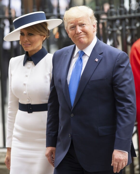 Donald Trump et sa femme Melania à leur arrivée en l'abbaye de Westminster à Londres. Le 3 juin 2019