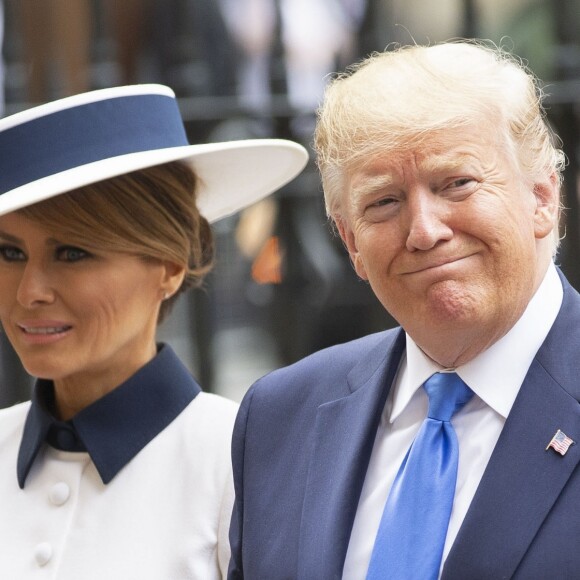 Donald Trump et sa femme Melania à leur arrivée en l'abbaye de Westminster à Londres. Le 3 juin 2019