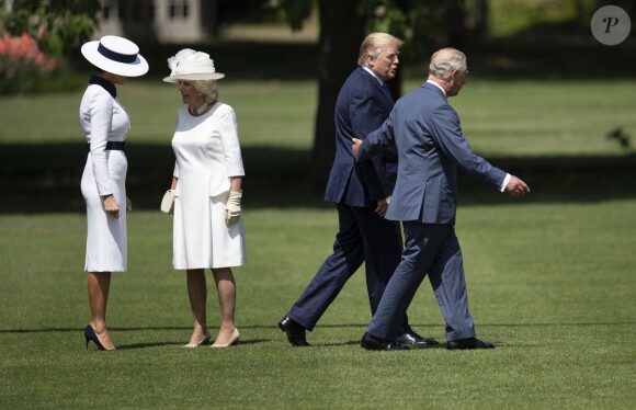 Donald Trump et sa femme Melania, le prince Charles et Camilla Parker Bowles, duchesse de Cornouailles - Le président des Etats-Unis et sa femme accueillis au palais de Buckingham à Londres. Le 3 juin 2019