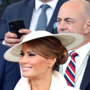 Le président des Etats-Unis Donald Trump et sa femme Melania - Cérémonie à Portsmouth pour le 75ème anniversaire du débarquement en Normandie pendant la Seconde Guerre Mondiale. Le 5 juin 2019