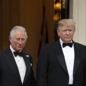 Donald Trump et sa femme Melania Trump (en Givenchy) avec le prince Charles et Camilla Parler Bowles, la duchesse de Cornouailles - Dîner en l'honneur du président D. Trump à la Winfield House, Londres, lors de sa visite officielle au Royaume Uni, le 4 juin 2019.