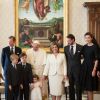 Le grand-duc Henri, la grande-duchesse Maria Teresa, le prince Felix, la princesse Claire, les princes Gabriel et Noah, et la princesse Amalia - La famille royale de Luxembourg reçue par le pape François en audience privée au Vatican. Le 21 mars 2016