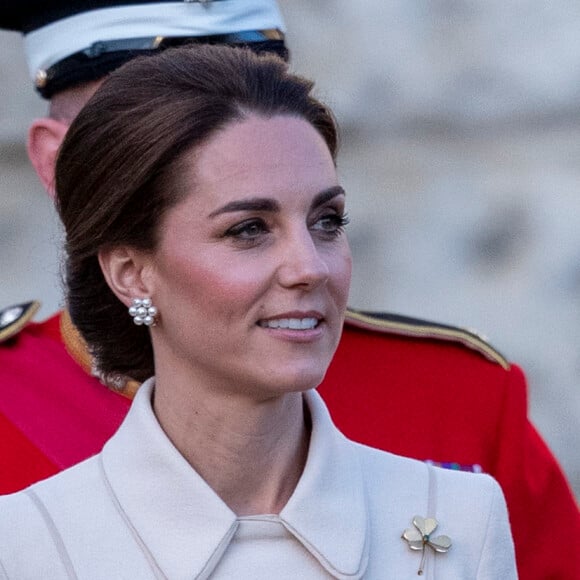 Catherine (Kate) Middleton, duchesse de Cambridge, assiste à la parade militaire "Beating Service at Horseguards Parade" à Londres, le 6 juin 2019.