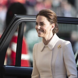 Catherine (Kate) Middleton, duchesse de Cambridge, assiste à la parade militaire "Beating Service at Horseguards Parade" à Londres, le 6 juin 2019.