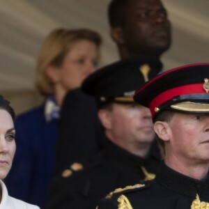 Catherine (Kate) Middleton, duchesse de Cambridge, assiste à la parade militaire "Beating Service at Horseguards Parade" à Londres, le 6 juin 2019.