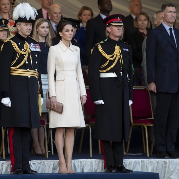 Catherine (Kate) Middleton, duchesse de Cambridge, assiste à la parade militaire "Beating Service at Horseguards Parade" à Londres, le 6 juin 2019.