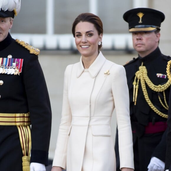 Catherine (Kate) Middleton, duchesse de Cambridge, assiste à la parade militaire "Beating Service at Horseguards Parade" à Londres, le 6 juin 2019.