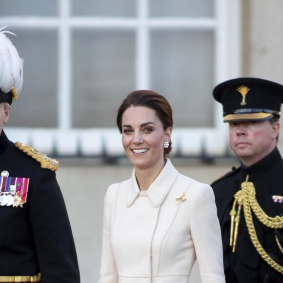 Catherine (Kate) Middleton, duchesse de Cambridge, assiste à la parade militaire "Beating Service at Horseguards Parade" à Londres, le 6 juin 2019.