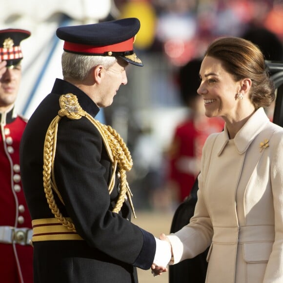 Catherine (Kate) Middleton, duchesse de Cambridge, assiste à la parade militaire "Beating Service at Horseguards Parade" à Londres, le 6 juin 2019.