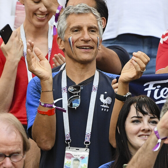 Nagui - Célébrités dans les tribunes lors du match de coupe du monde opposant la France au Danemark au stade Loujniki à Moscou, Russia, le 26 juin 2018. Le match s'est terminé par un match nul 0-0. © Pierre Perusseau/Bestimage  Celebs attending the 2018 FIFA World Cup Russia Group C match between Denmark and France at the Luzhniki Stadium Moscow in Moscow, Russia on June, 26, 2018. The match ended in a 0-0 draw.26/06/2018 - Moscou
