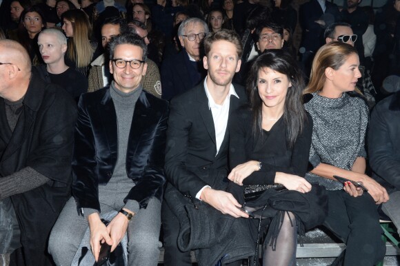 Federico Marchetti, Romain Grosjean et sa femme Marion Jollès - People au défilé de mode Moncler Gamme Bleu collection Printemps-Eté 2017 lors de la fashion week Homme à Milan, le 15 janvier 2017.
