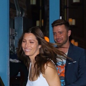 Exclusif - Jessica Biel et son mari Justin Timberlake sont allés diner en amoureux au restaurant Sadelle dans le quartier de Soho à New York, le 12 juin 2019.