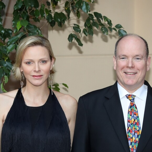 Nicholas Gonzalez, la princesse Charlene de Monaco, le prince Albert II de Monaco et Christina Chang lors du cocktail du 59e Festival de Télévision de Monte-Carlo au palais princier à Monaco le 16 juin 2019. © Olivier Huitel/ Pool Organisation FTV/Bestimage