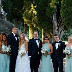 Caroline Wozniacki entourée de ses demoiselles d'honneur, dont Serena Williams, lors de son mariage avec David Lee célébré le 15 juin 2019 en Toscane.