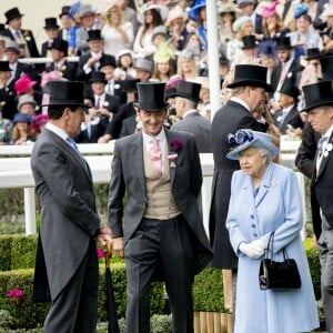 La reine Elisabeth II d'Angleterre, Catherine (Kate) Middleton, duchesse de Cambridge, le prince William, duc de Cambridge et Camilla Parker Bowles, duchesse de Cornouailles - La famille royale britannique et les souverains néerlandais lors de la première journée des courses d'Ascot 2019, à Ascot, Royaume Uni, le 18 juin 2019.