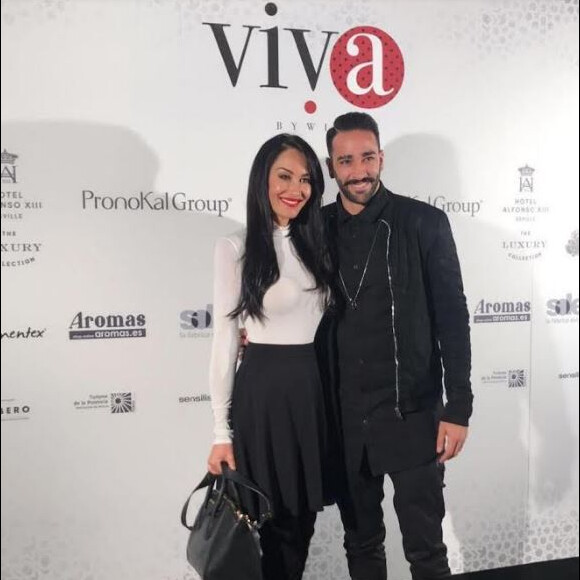 Sidonie Biémont et Adil Rami - Photocall du défilé Flamenco à l'hôtel Alfonso XIII à Madrid, mars 2017.