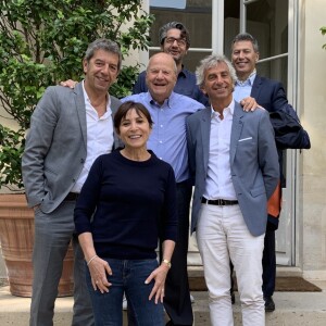 Véronique Morali et Cédric Siré, dirigeants de Webedia, Marc Ladreit de Lacharrière, président du groupe Fimalac en compagnie de Michel et Franck Cymes, créateurs de Dr Good - à Paris en juillet 2019.