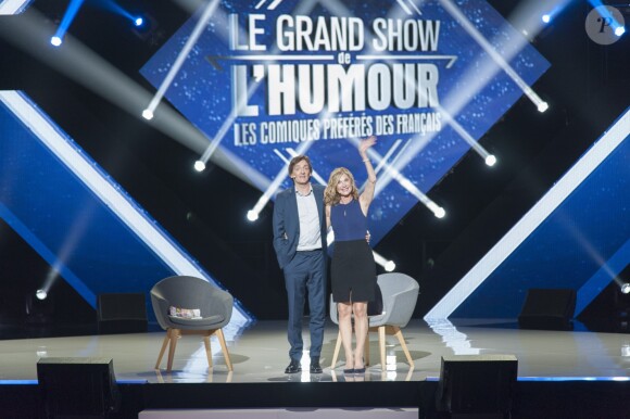 Exclusif - Pierre Palmade et Michèle Laroque - Enregistrement de l'émission "Le Grand Show de l'Humour" au Zénith de Paris le 30 janvier 2017. L'émission sera diffusée sur France 2 le 4 février 2017. © Pierre Perusseau/Bestimage