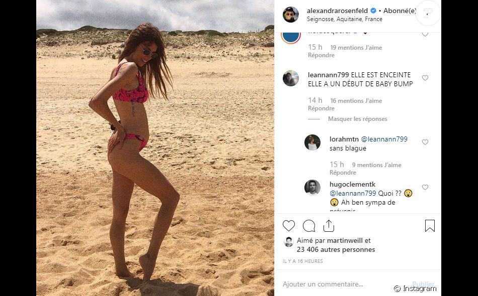 Hugo Clément dragué par une internaute alors que sa compagne Alexandra Rosenfeld est enceinte de leur deuxième enfant, le 10 juillet 2019 sur Instagram.