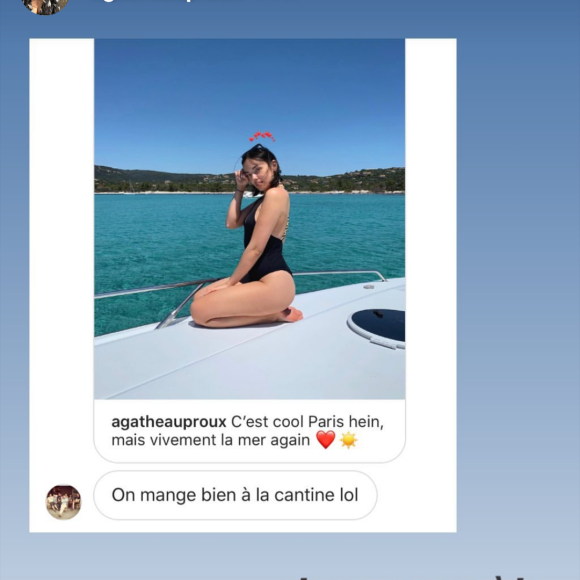 Agathe Auproux répond à un détracteur sur Instagram, le 10 juillet 2019