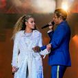 Beyonce Knowles en compagnie de son mari Jay-Z en concert au Principality Stadium à Cardiff, le 6 juin 2018.