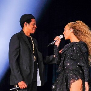 Beyonce Knowles en compagnie de son mari Jay-Z en concert au Principality Stadium à Cardiff, le 6 juin 2018.