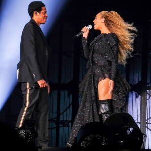 Beyonce Knowles en compagnie de son mari Jay-Z en concert au Principality Stadium à Cardiff, le 6 juin 2018.