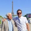 Exclusif - Guillaume Canet et son père Philippe lors du Longines Paris Eiffel Jumping au Champ de Mars à Paris, France, le 7 juillet 2019. © Pierre Perusseau/Bestimage