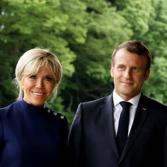 Le président de la République française Emmanuel Macron et sa femme la Première Dame Brigitte Macron - L'empereur du Japon et l'impératrice du Japon reçoivent le président de la République française et sa femme la Première Dame au palais impérial de Tokyo, Japon, le 27 juin 2019. © Dominique Jacovides/Bestimage