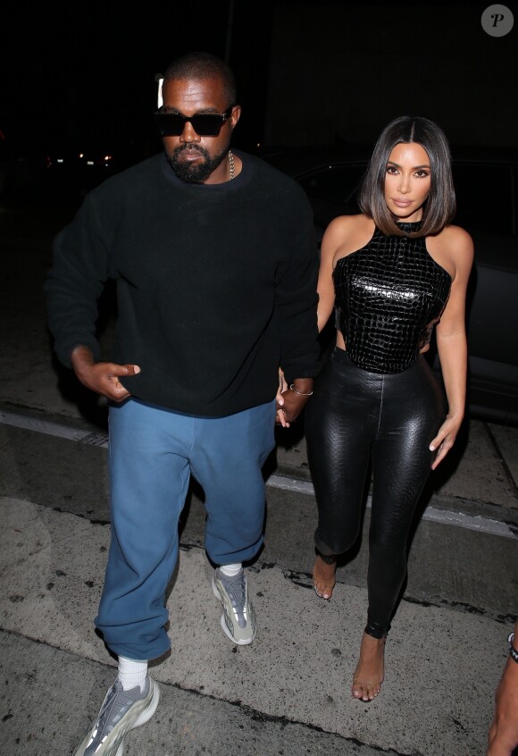 Kanye West et sa femme Kim Kardashian sont allés diner au restaurant Craig à West Hollywood à Los Angeles, le 10 juillet 2019