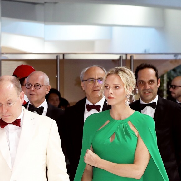 Le prince Albert II et la princesse Charlène de Monaco - Arrivées des people au 71 ème gala de la Croix-Rouge Monégasque à Monaco le 26 juillet 2019. © Dominique Jacovides/Bestimage