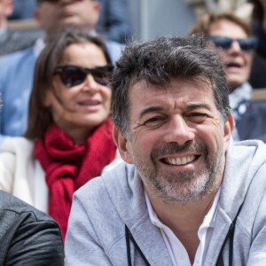 Jeanfi Janssens et Stephane Plaza dans les tribunes des internationaux de France de tennis de Roland Garros à Paris, France, le 7 juin 2019. © Cyril Moreau/Bestimage