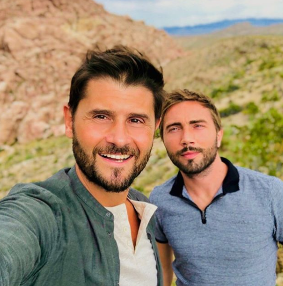 Christophe Beaugrand et son mari Ghislain en vacances à Las Vegas, en juillet 2019.
