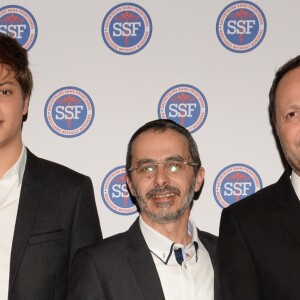 Exclusif - Arthur (Jacques Essebag), son fils Samuel Essebag, sa compagne Mareva Galanter et Arié Lévy (président de l'association Sauveteurs Sans Frontières) - Dîner de gala et vente aux enchère pour l'association "Sauveteurs sans frontières" ("Qui sauve une vie sauve l'humanité") à l'hôtel du collectionneur à Paris, France, le 13 février 2018. © Rachid Bellak/Bestimage