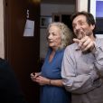 Exclusif - Pierre Palmade et Catherine Hiegel dans les loges lors de la représentation de la pièce "Le lien" lors du Festival de Ramatuelle, France, le 7 août 2019.
