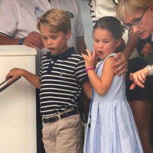 Le prince George et la princesse Charlotte de Cambridge - Le duc et la duchesse de Cambridge à la remise de prix de la régate King's Cup à Cowes le 8 août 2019.