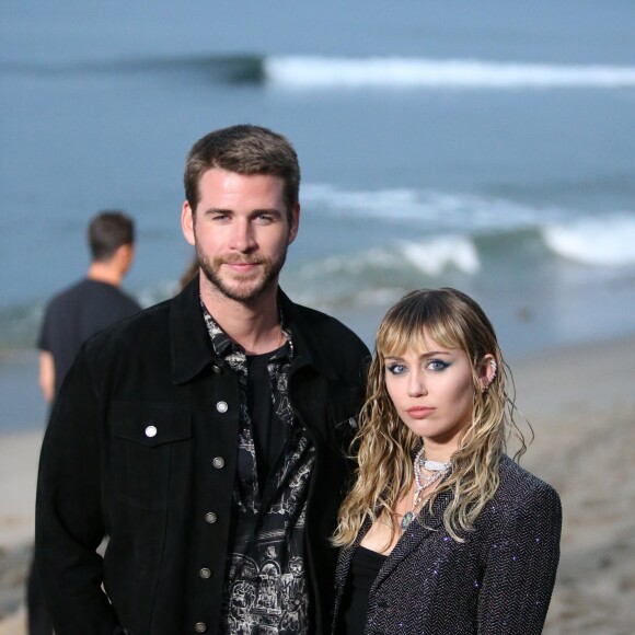 Liam Hemsworth et sa femme Miley Cyrus - Arrivées - Saint Laurent présente sa collection homme printemps-été 2020 à Malibu le 6 juin 2019. ©Cyrill Gueny / Bestimage