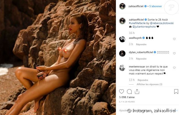Zahia Dehar se dévoile entièrement nue sur Instagram le 12 août 2019.