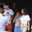 Matt Pokora, sa compagne Christina Milian enceinte et sa fille Violet Nash - Enceinte et radieuse, C.Milian se rend au glacier McConnell avec compagnon M.Pokora et sa fille V.Nash pour le goûter après avoir acheté des vêtements pour bébés. La chanteuse 'Dip it Low' et son compagnon ont annoncé sa grossesse la semaine dernière via Instagram. C'est le premier enfant du couple et le premier enfant de M.Pokora. Los Angeles, le 3 août 2019.
