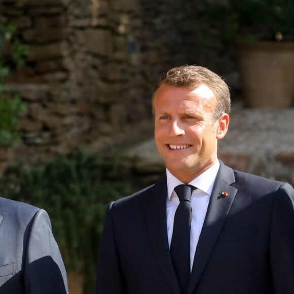 Brigitte Macron - Le président Emmanuel Macron accueille le président Vladimir Poutine au Fort de Brégançon avant un point presse commun le 19 août 2019. © Dominique Jacovides / Bestimage